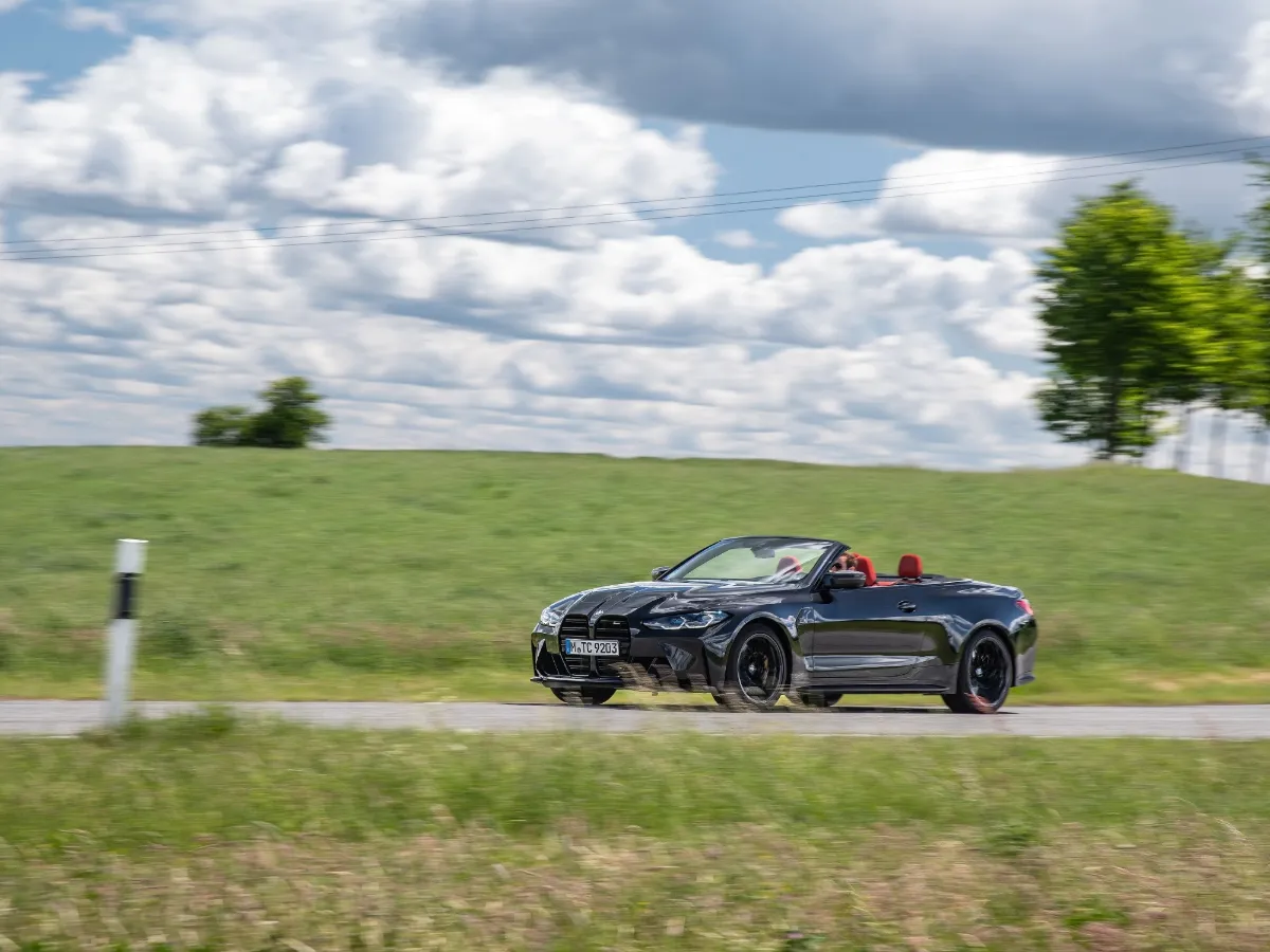 BMW M4 Cabrio with the roof open