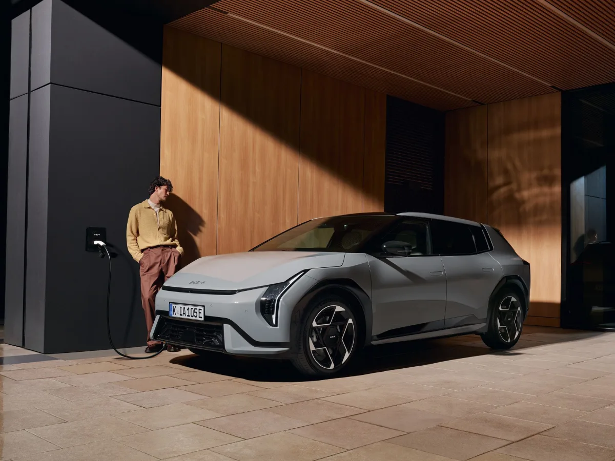 Kia EV4 in a garage
