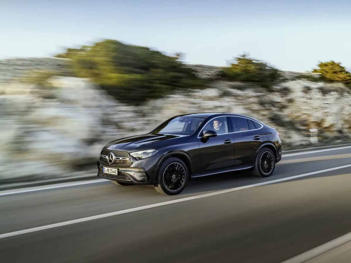 Mercedes-Benz GLC Coupé on the move, on a coastal road
