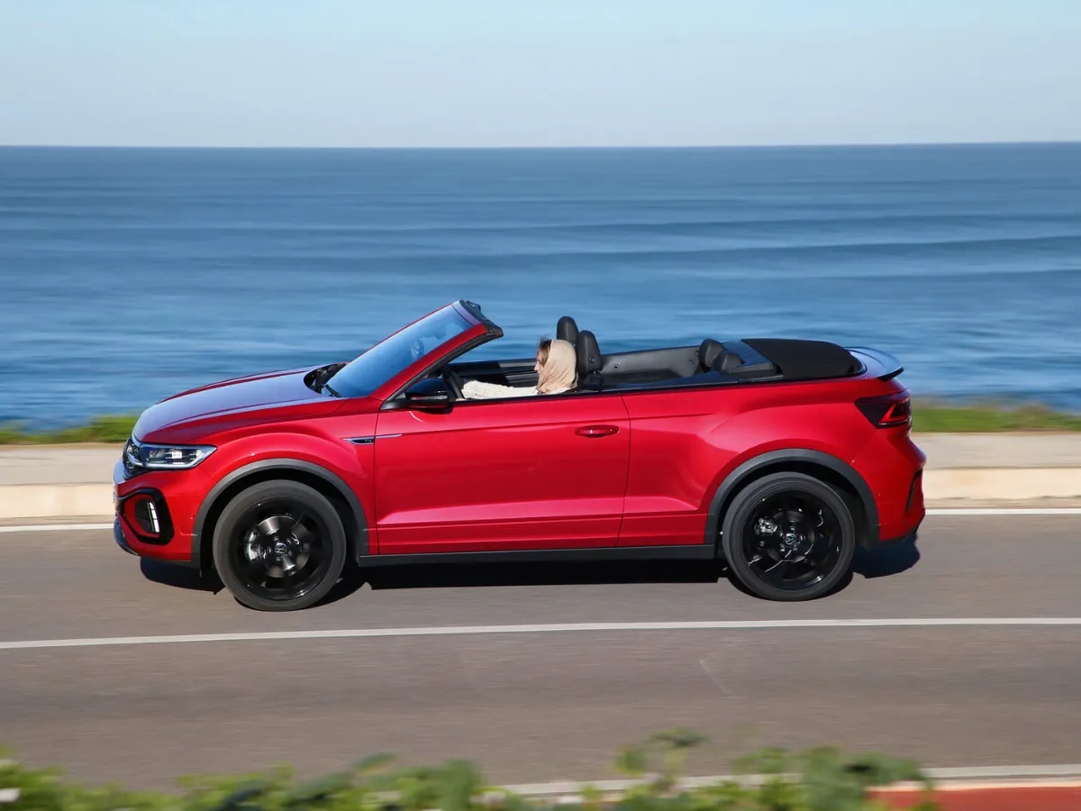 Volkswagen T-Roc Cabrio side view, by the sea