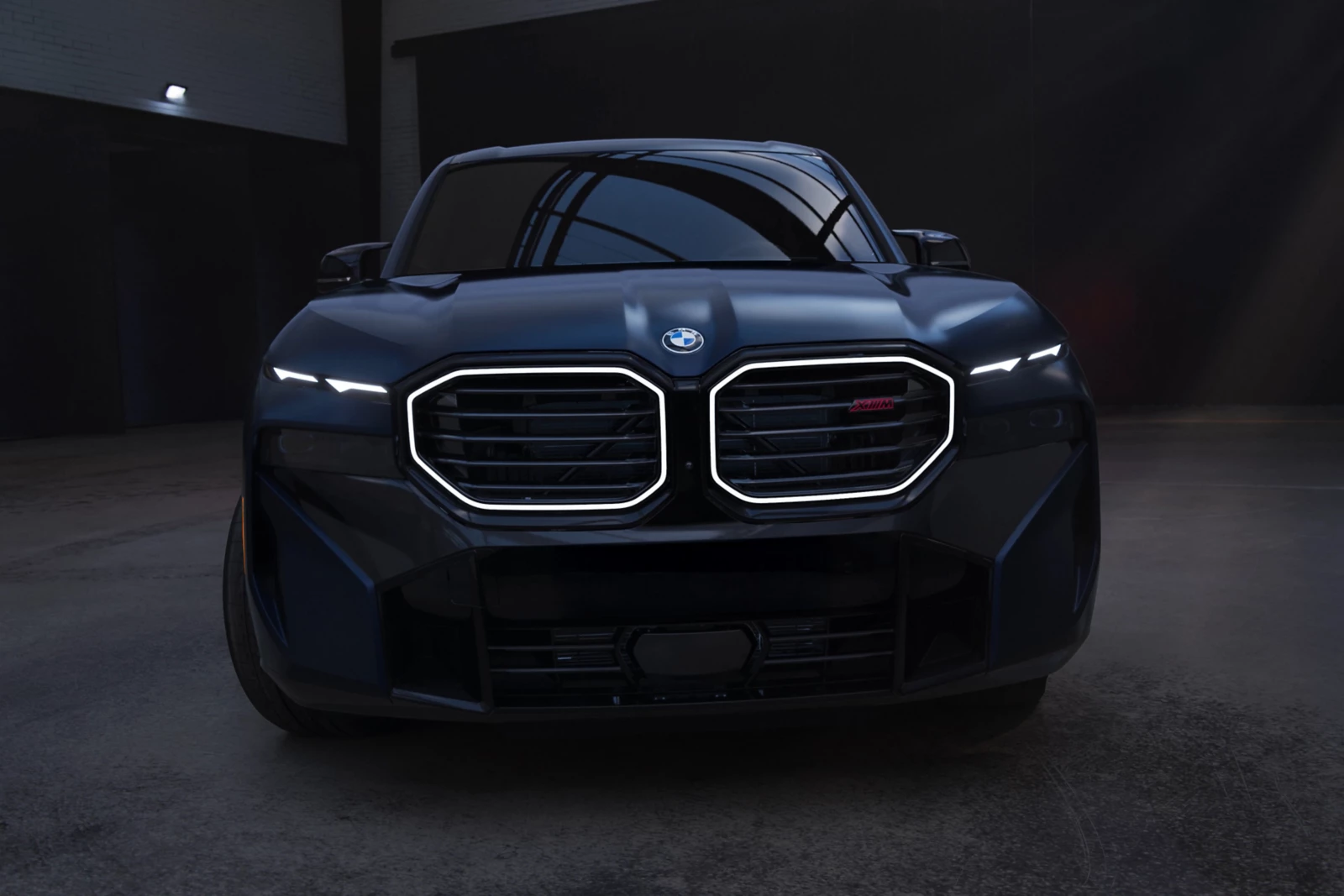 Podsvícená ledvinková maska BMW XM Iconic Glow, detail
